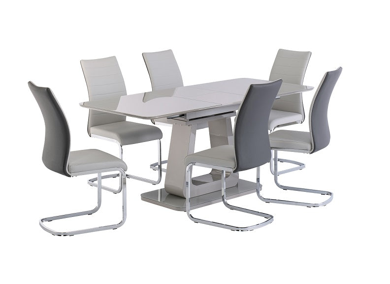 Calgary Grey Extending Table With Jasper PU Chairs