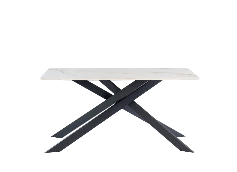 Camilla 1.6 m White Table W/Black Base