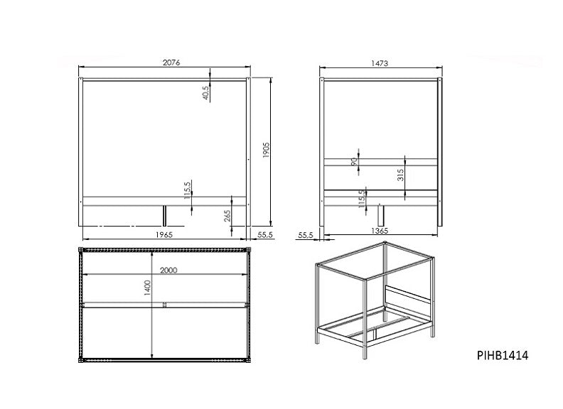 Large Canopy Bed  - dimensions