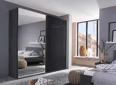 Carina Dark Grey Mirrored Wardrobe