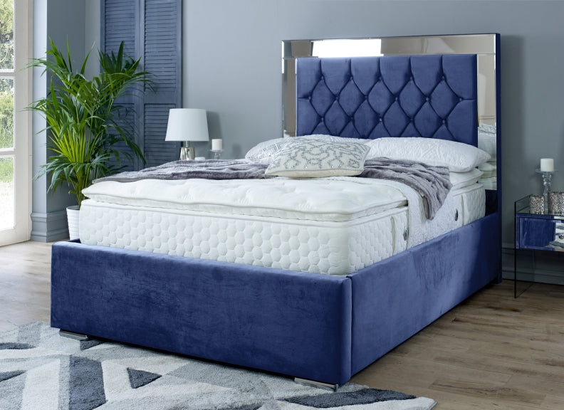 Chesterfield Blue Velvet Bed 