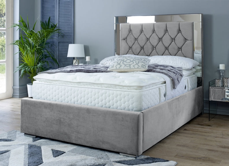 Chesterfield Grey Velvet Bed 