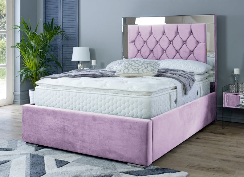 Chesterfield Pink Velvet Bed 