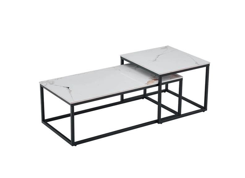 Cody Coffee Table Set - White Stone Effect Top