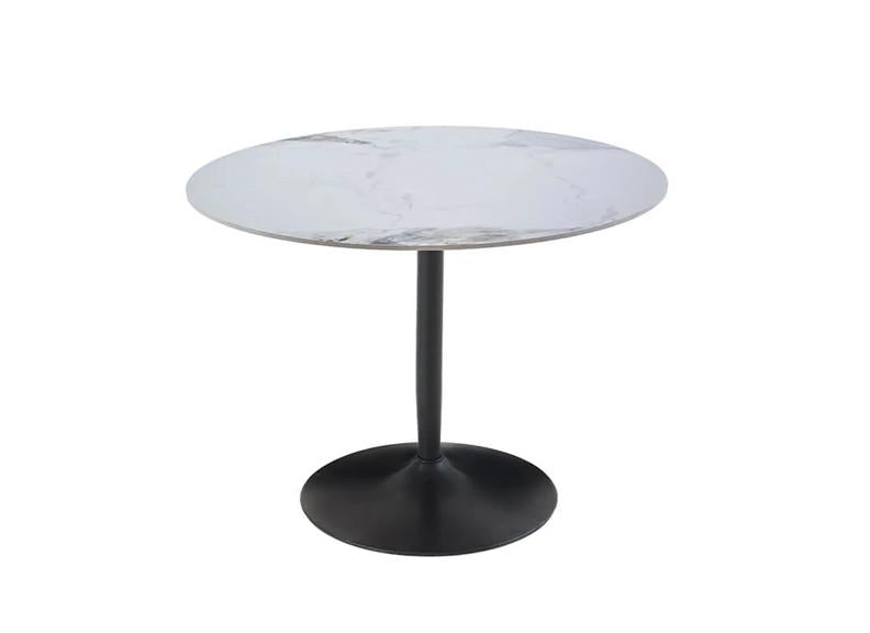 Cody White Round Dining Tables - White Stone Effect Tops