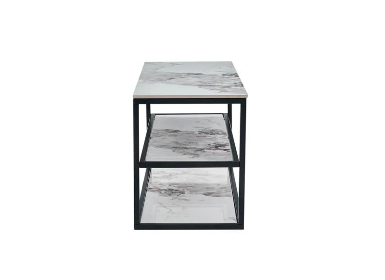 Cody White TV Units - White Stone Effect Tops