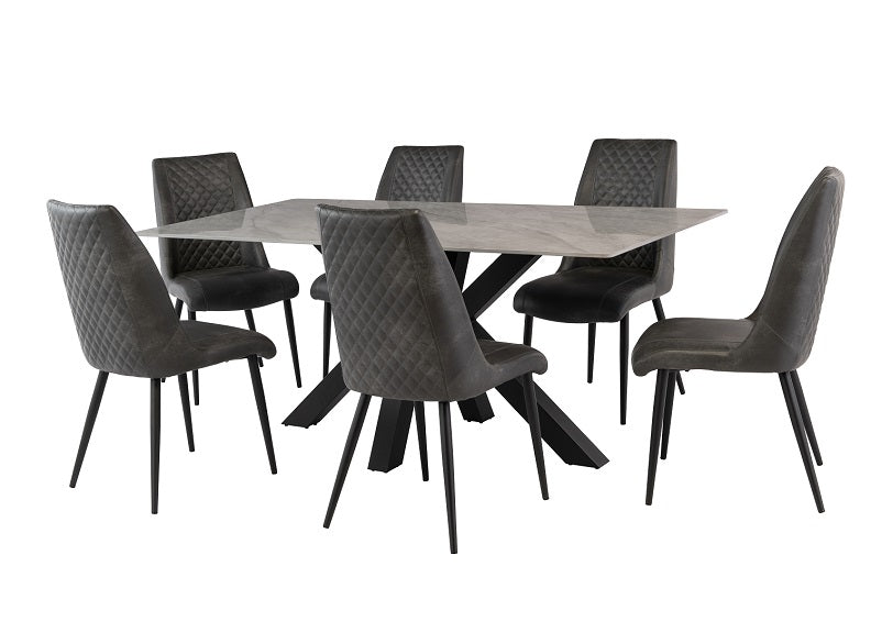 Cora Grey Table W/Amber Chairs