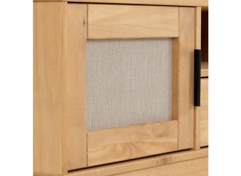 Corona Pine Rattan TV Stand - rattan detail