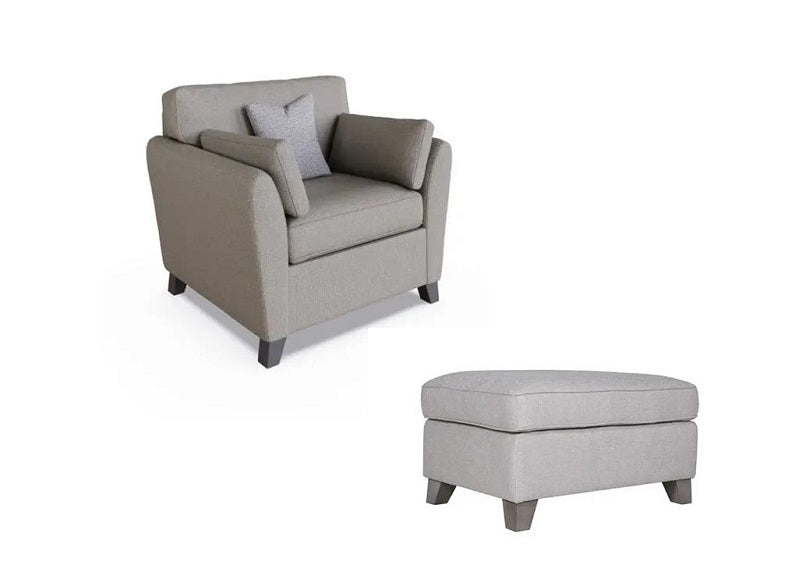 Cantrell Grey Armchair W/Ottoman Stool