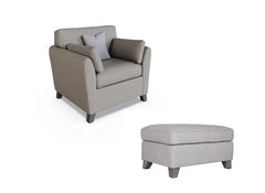 Cantrell Grey Armchair W/Ottoman Stool