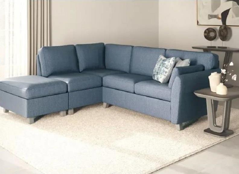 Cantrell Blue Corner Sofa - Left Hand