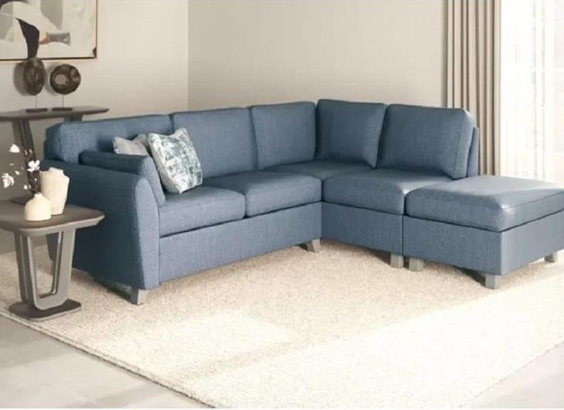 Cantrell Blue Corner Sofa - Right Hand