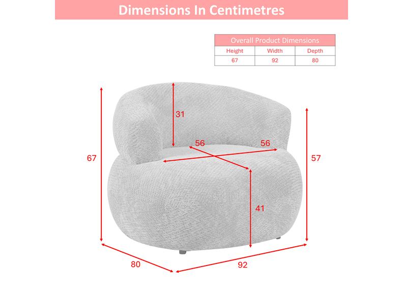 Daisy White Accent Chair - dimensions