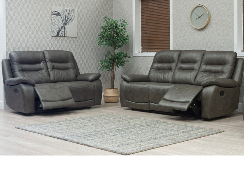 Dane Hunter Green Fabric 3RR+2RR Manual Recliner Sofa Group– Luxury Reclining Fabric Sofa
