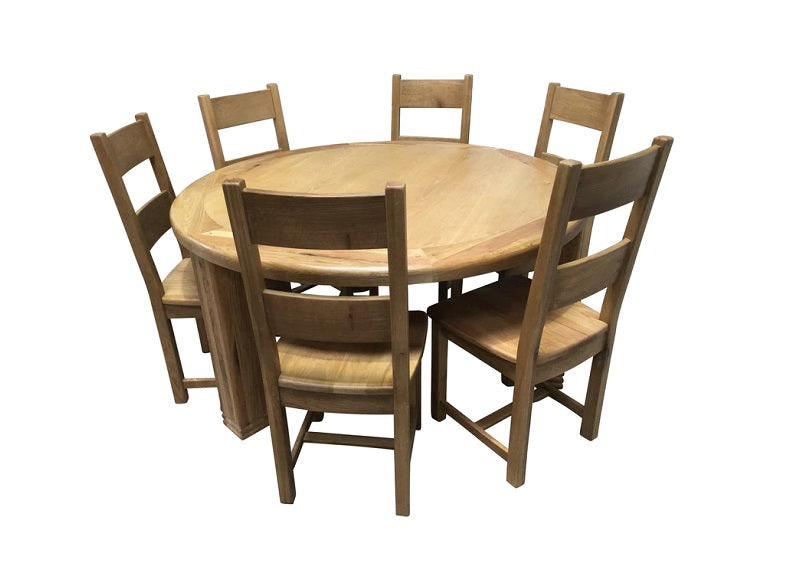 Danube Round Dining Set W/Solid Seat Chairs