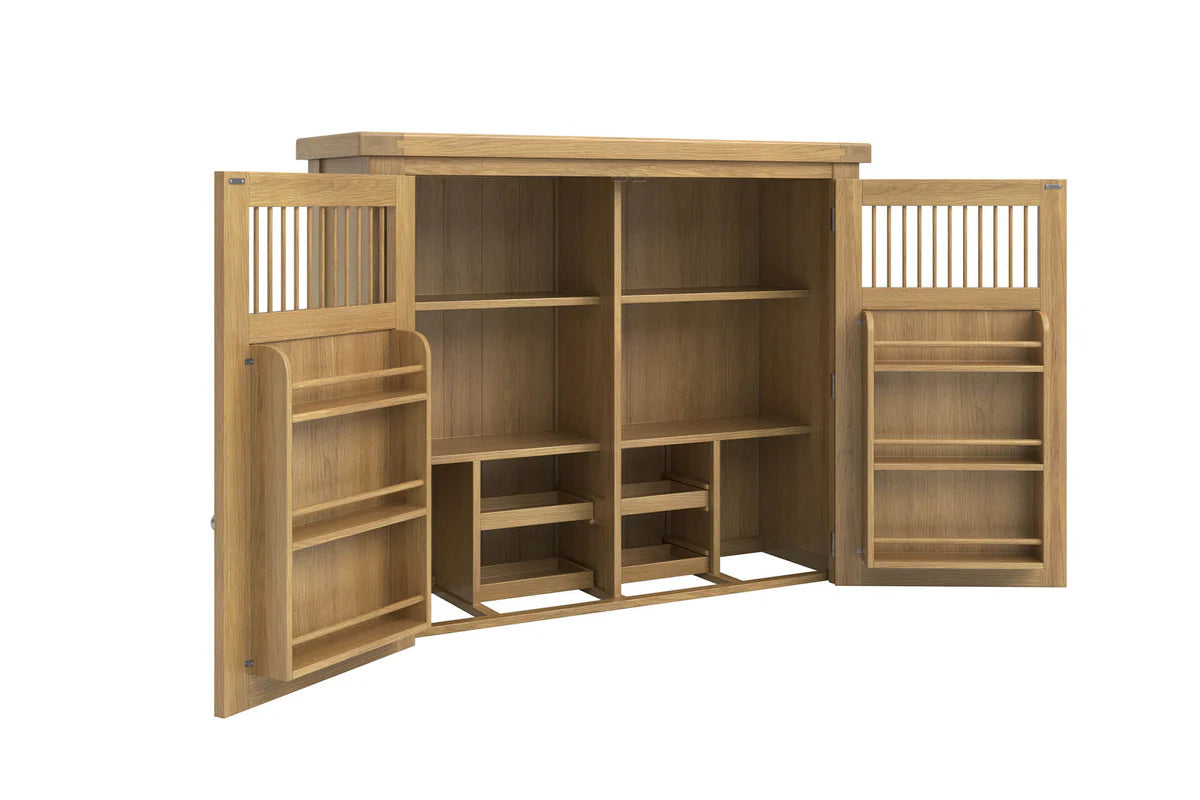 Delaney Oak Two Door Hutch Top - inside