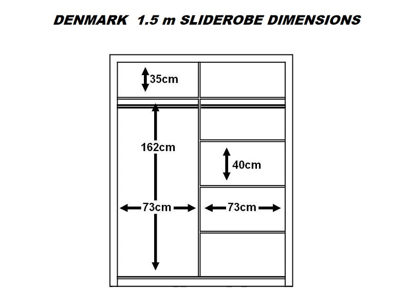 Denmark 1.5 m Mirrored Sliderobes