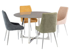 Desana Round Dining Table W/Rhone Fabric Chairs
