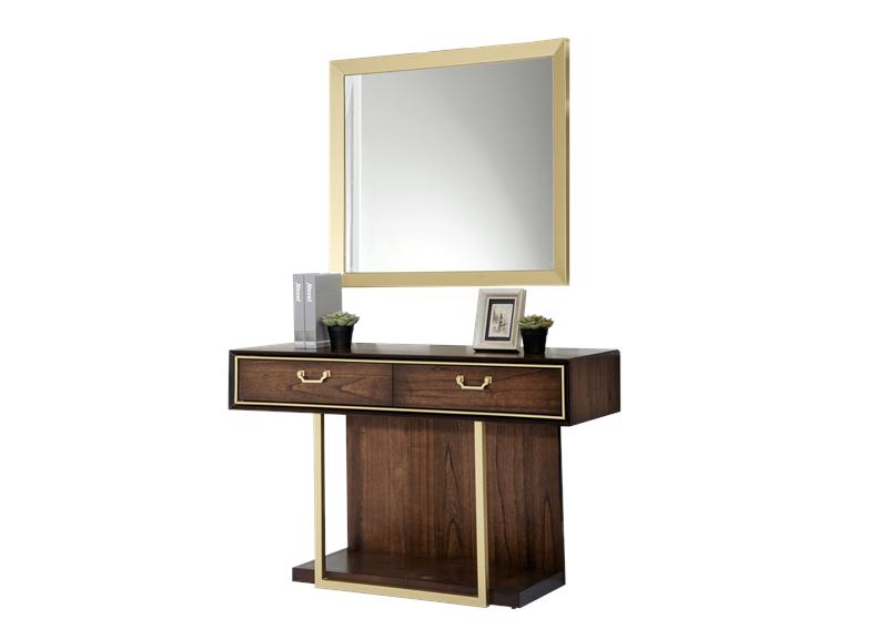 Dubai Dressing Table & Mirror W/Dark Walnut Finish | Modern Bedroom Furniture Set