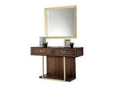 Dubai Dressing Table & Mirror W/Dark Walnut Finish | Modern Bedroom Furniture Set