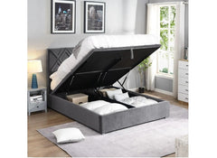 Dublin Grey Velvet Bed - open