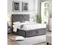 Dublin Grey Velvet Bed - closed