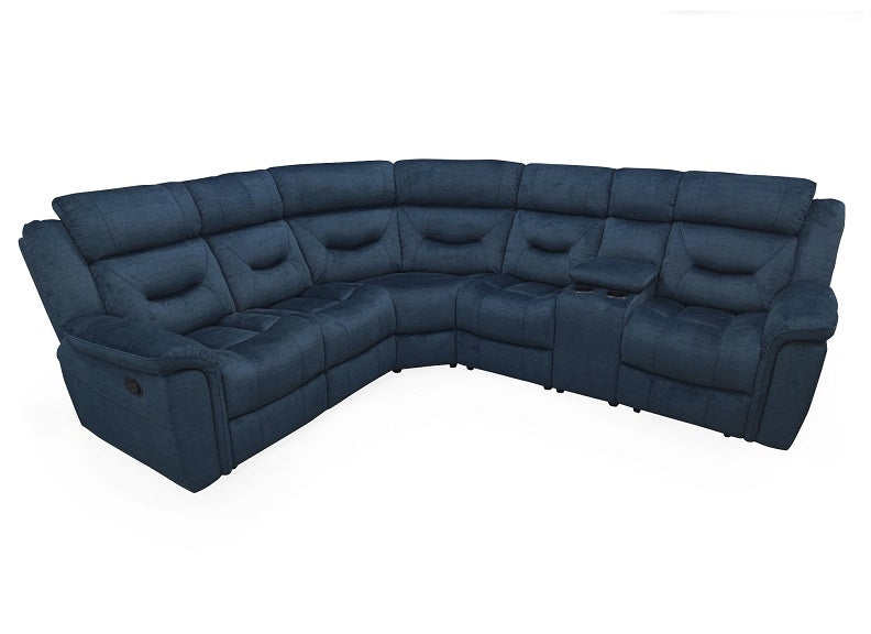 Dudley Blue Corner Sofa W/Console