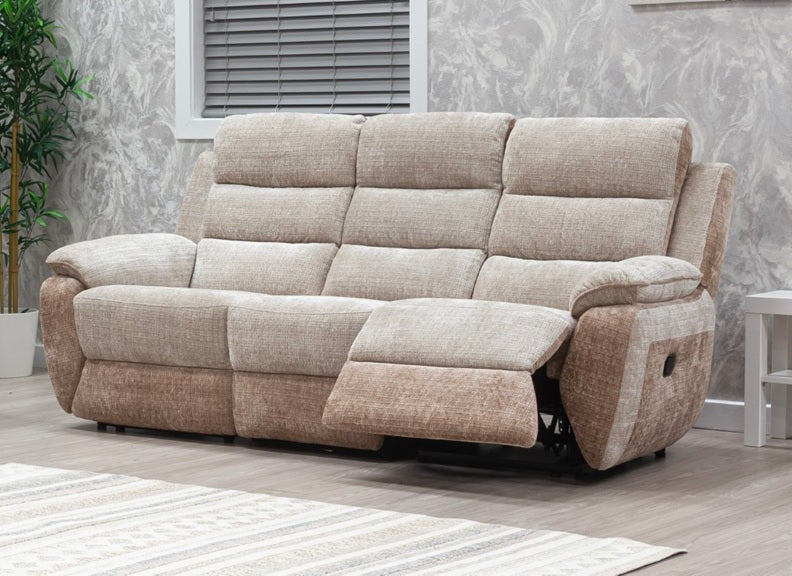 Durban Fabric Modular 3RR Or 2RR Sofas with Dual-Tone Upholstery & Optional Power Recline
