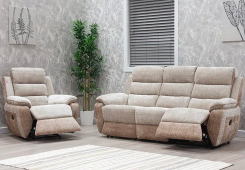 Durban Fabric Modular 3RR Or 2RR Sofas with Dual-Tone Upholstery & Optional Power Recline