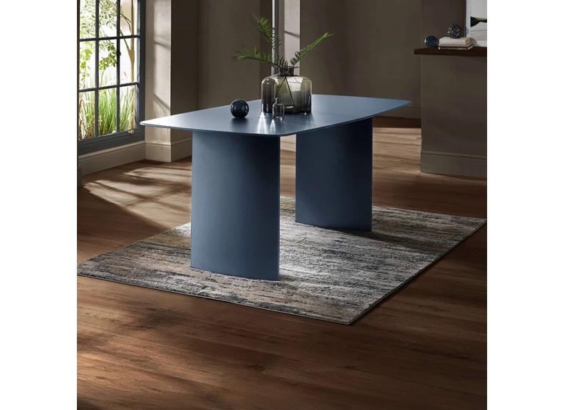 Element Blue Glass Dining Table W/Jonah Chairs – Blue Glass Top Dining Set With Chenille Fabric Chairs (Pre-Order Only)