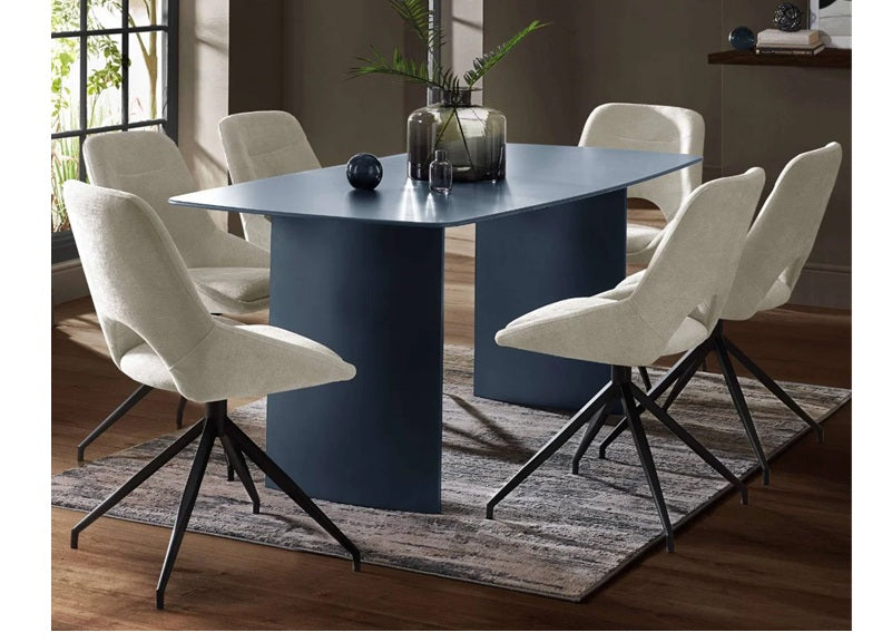 Two Jonah Swivel Dining Chairs – Cream Or Grey Chenille Fabric Dining Chair With Swivel Base