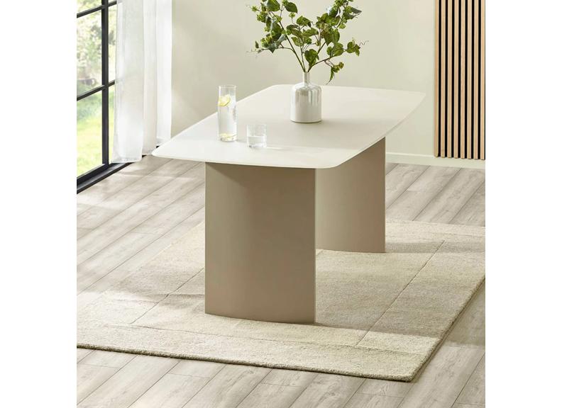 Element Cream Glass Dining Table W/Callisto Chairs – Coloured Cream Glass Top Dining Set (Pre-Order Only)