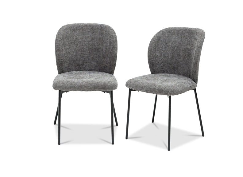 Faro Extending Dining Set - Charcoal Stone Effect Table Top With Charcoal Fabric Chairs