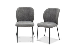 Faro Extending Dining Set - Charcoal Stone Effect Table Top With Charcoal Fabric Chairs