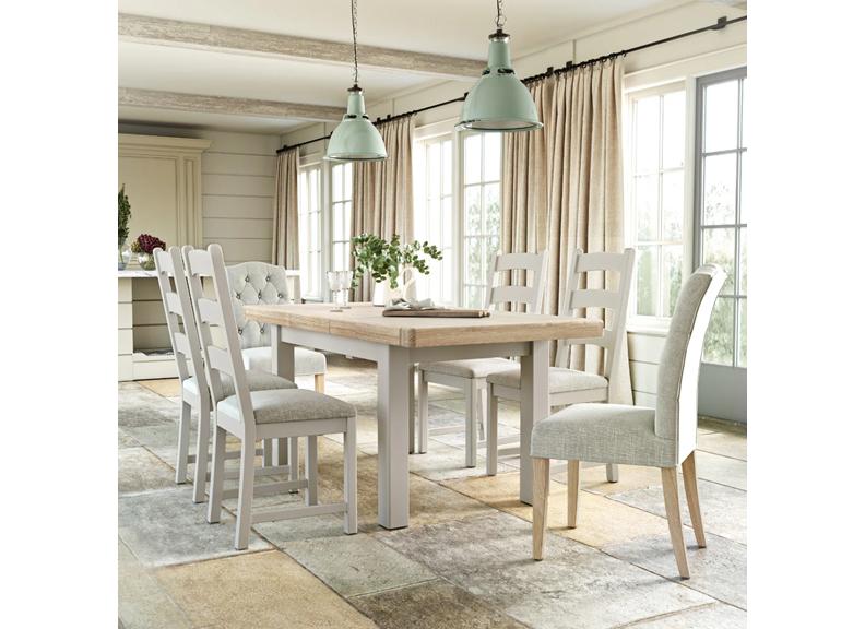 Salcombe Grey Dining Tables with Oak-Effect Tops – Elegant, Modern & Built to Last
