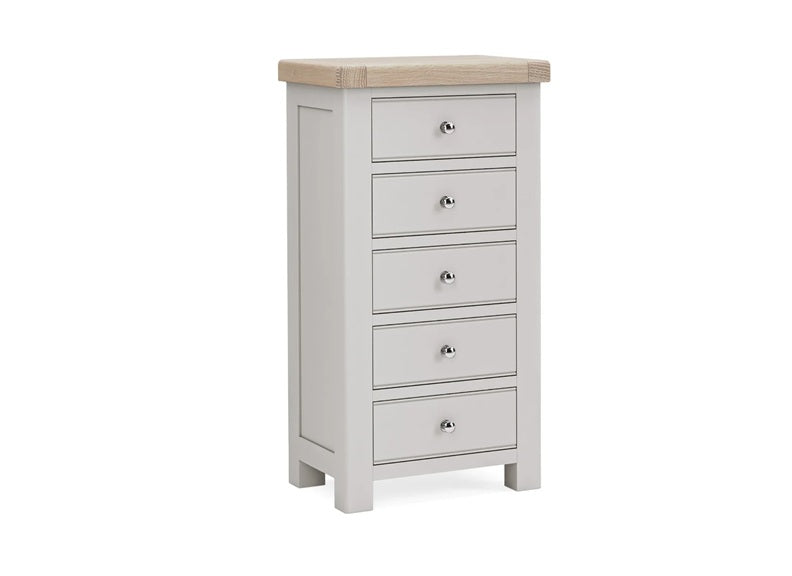 Salcombe Grey Five Drawer Tall Chest - Elegant, Modern & Built to Last