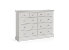 Burgundy 4+6 Wide Chest Of Drawers – Cool Grey Lacquered Bedroom Storage Unit