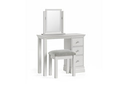 Burgundy Single Pedestal Dressing Table – Cool Light Grey Lacquered Vanity Table
