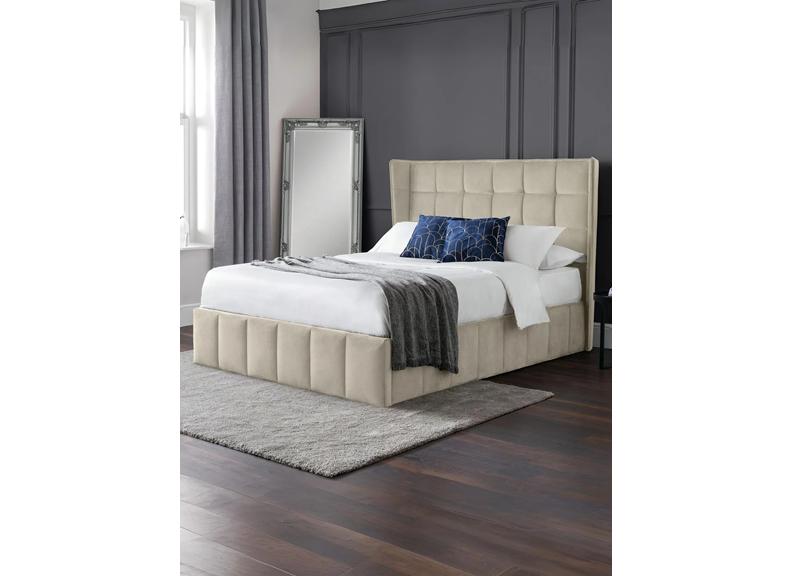 Gatsby Cream Velvet Storage Bed
