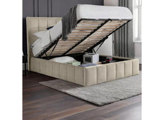 Gatsby Cream Velvet Storage Bed