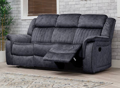 Gresham Grey Fabric Three Seat Sofa with Drop Down Tray – Modern Comfort Living Room Couch In Dark Grey