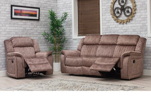 Gresham Sand Fabric Reclining Armchair – Modern Comfort Living Room Armchair In Sand Brown