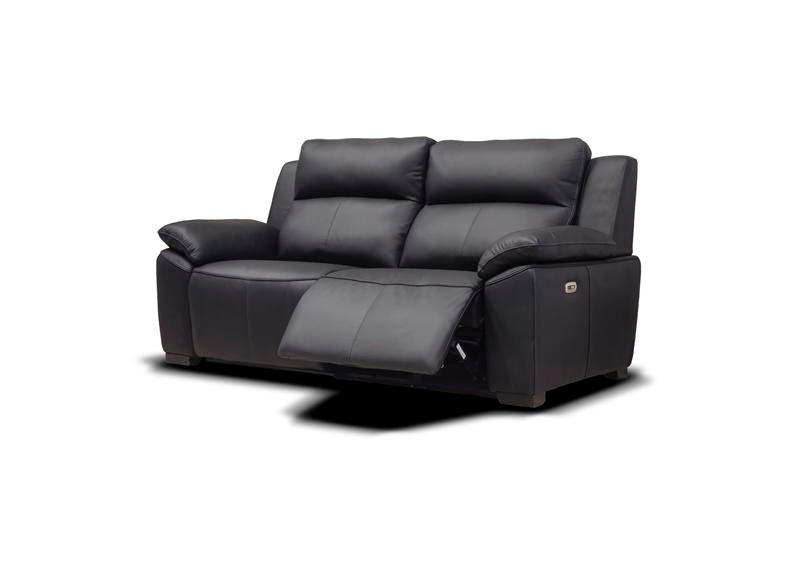 Griffin Black Full Leather Power Recliner 2.5PP Sofa – Luxury Leather Sofa with Optional Charging Console