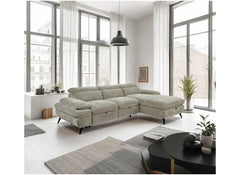 Hannah Cream Corner Sofa Bed with Storage & Adjustable Headrests – Modern L-Shaped Sleeper Couch