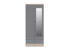 Nevada Grey Two Door Mirrored Wardrobe - 1
