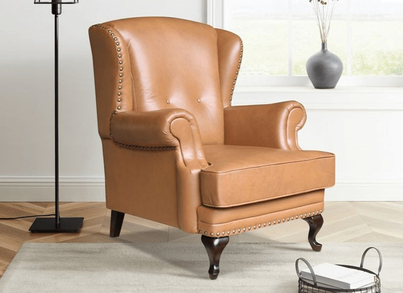 Imperial Half-Leather Winged Armchair - room