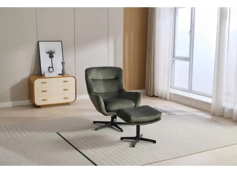 Isla Swivel Chair W/Stool Moss Green - 2