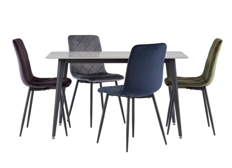 Ivy Grey Table W/Bella Velvet Chairs