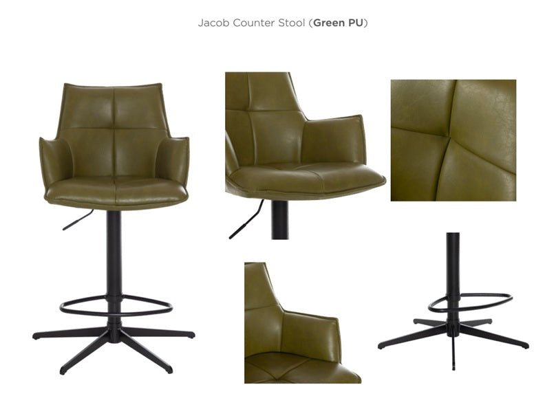 Jacob PU Green Stool - detail