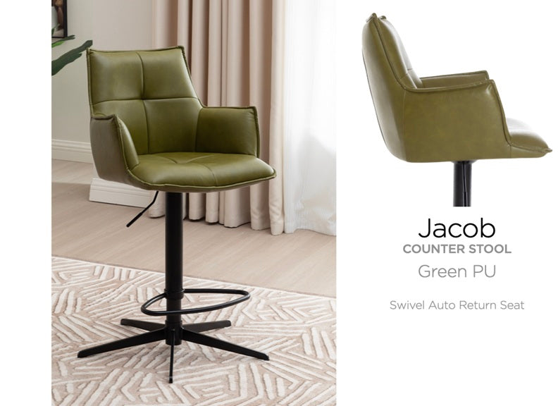 Jacob PU Green Stool - detail - 2